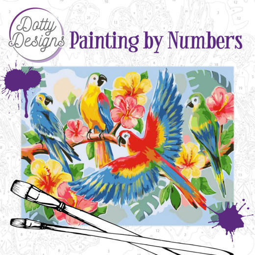 Dotty Design Painting by Numbers - Parrots