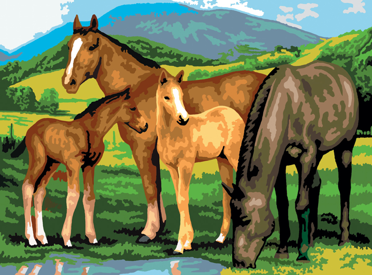 Painting by numbers HORSES AND FOALS