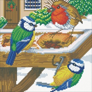 Crystal Art Kit ® Hungry Birds 30x30 cm