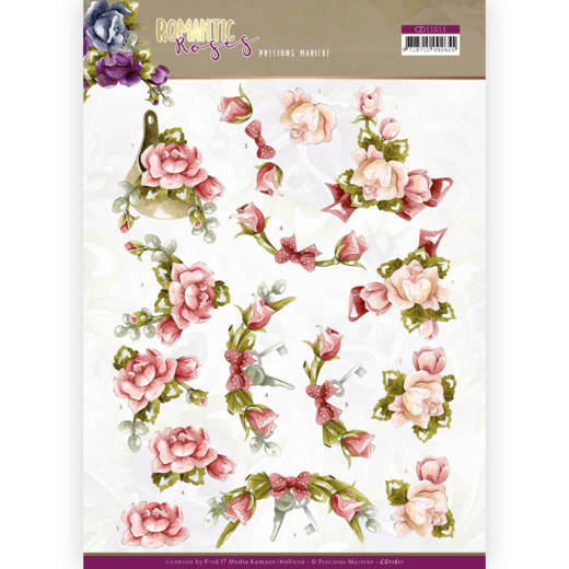 3D cutting sheet - Precious Marieke - Romantic Roses - Pink Rose
