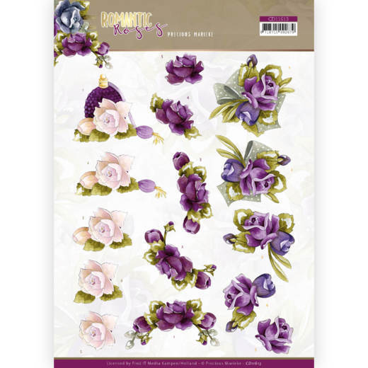 3D cutting sheet - Precious Marieke - Romantic Roses - Purple Rose