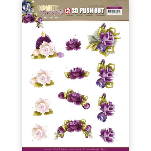 3D Push Out - Precious Marieke - Romantic Roses - Purple Rose
