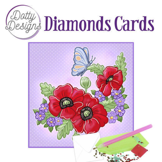 Dotty Designs Diamond Cards - Red Flowers