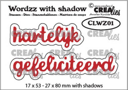 Crealies Wordzz with Shadow Hartelijk gefeliciteerd (NL) CLWZ01 22x85 mm