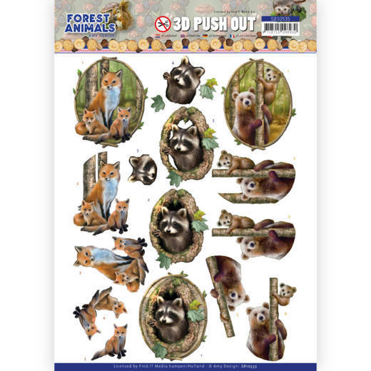 3D Push Out - Amy Design  Forest Animals - Fox