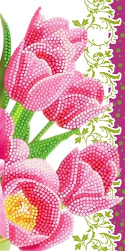 Crystal Art Card® Pink Tullips 11 x 22 cm