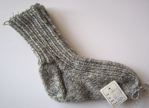 Handgebreide sokken maat 26/27 grijs/blauw gemeleerd