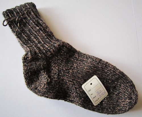 Handgebreide sokken maat 30 Bruingemeleerd